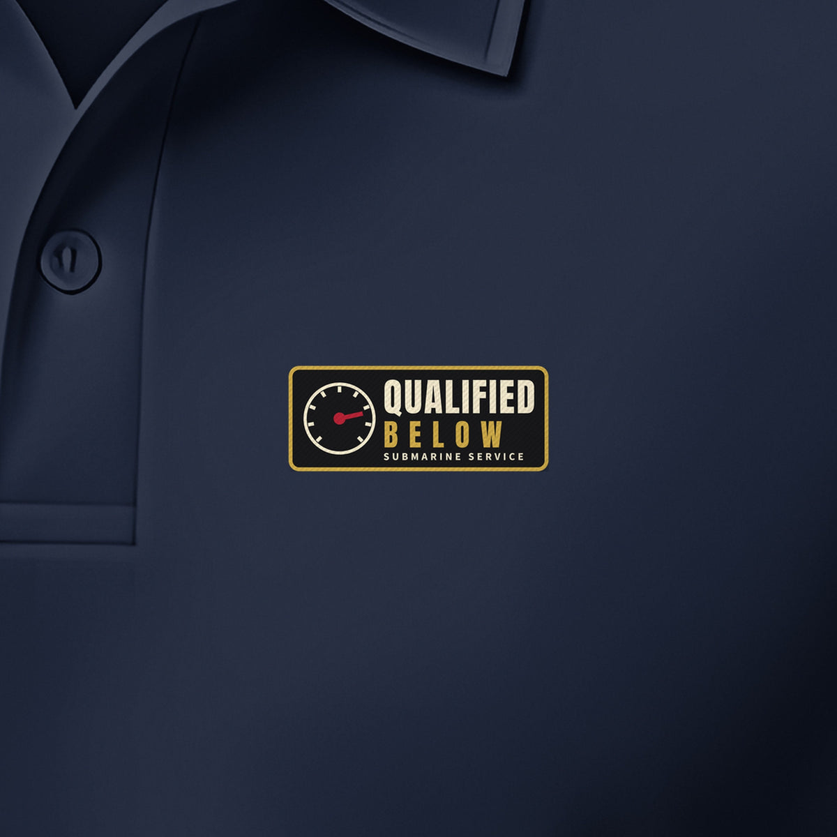 Qualified Below Patch Polo, left-chest detail