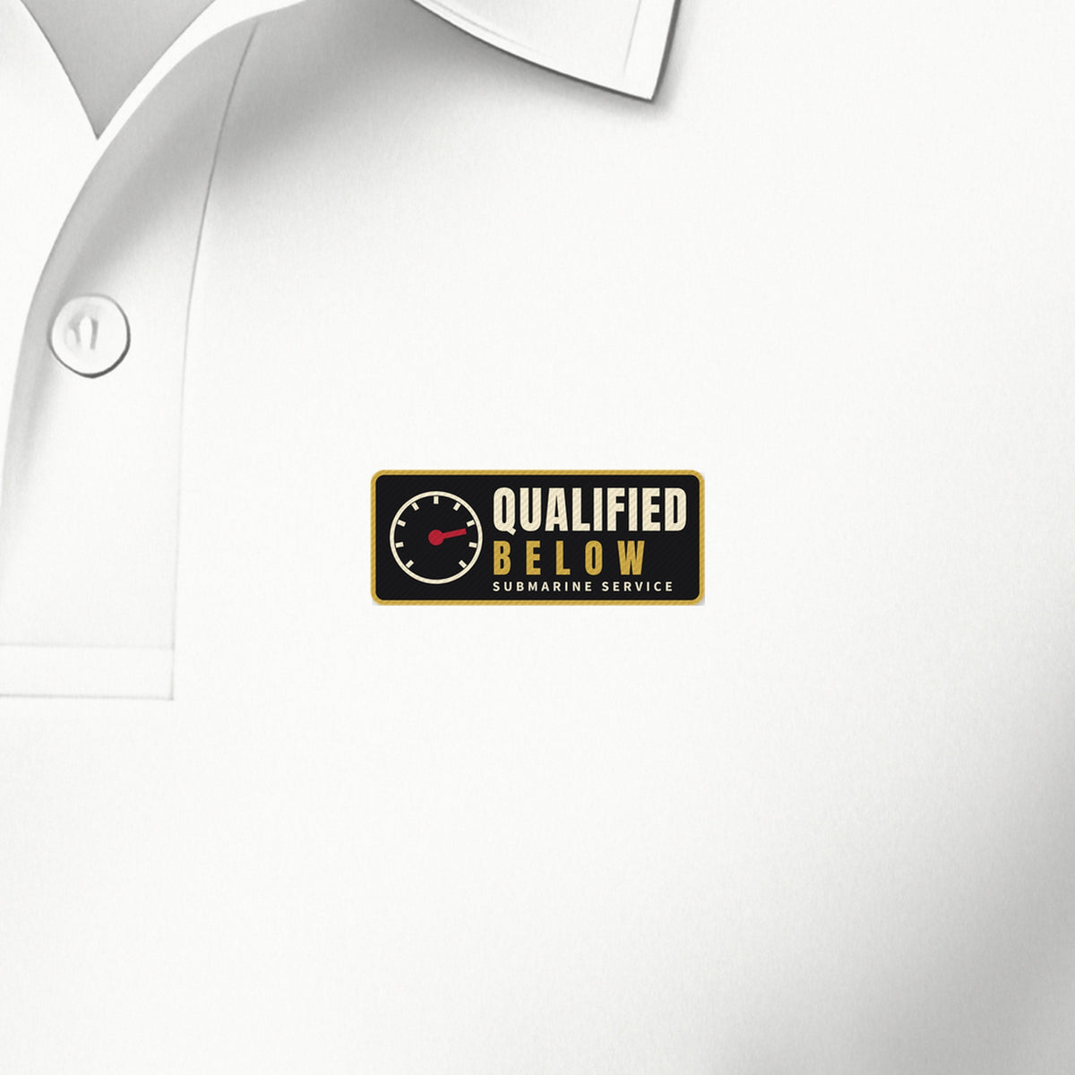 Qualified Below Patch Polo, left-chest detail