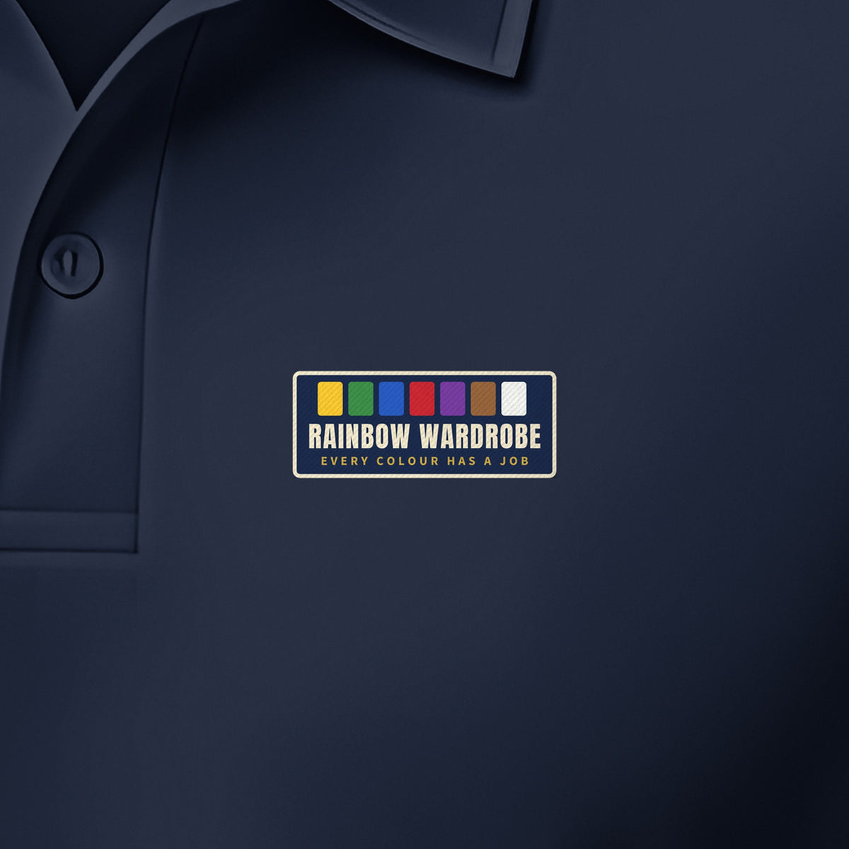 Rainbow Wardrobe Polo, left-chest detail
