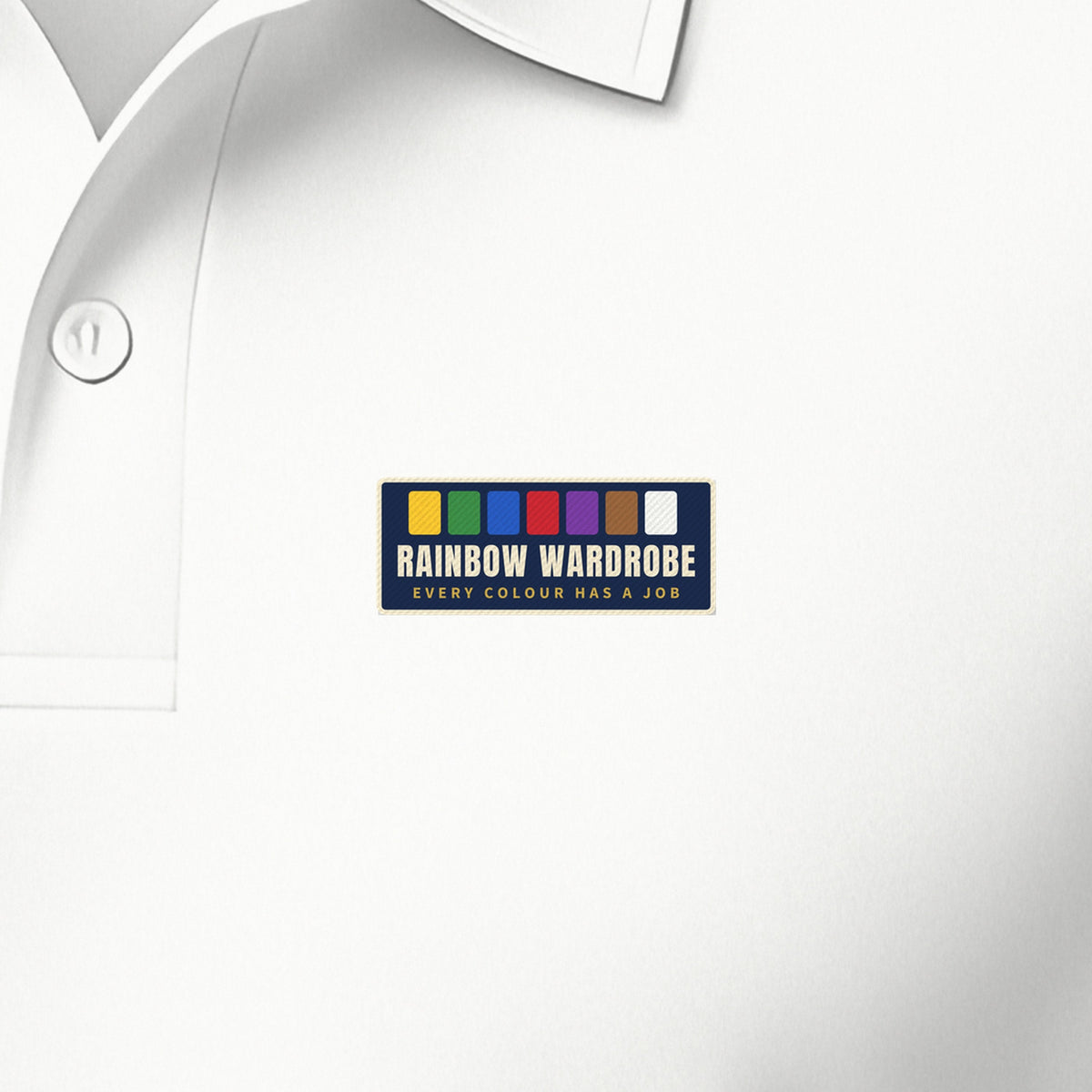 Rainbow Wardrobe Polo, left-chest detail