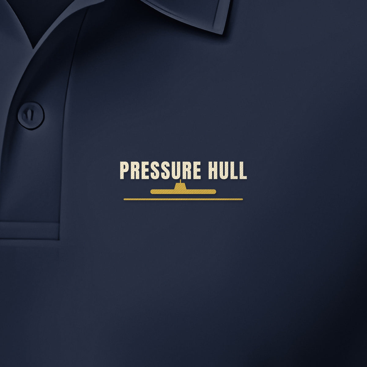 Pressure Hull Blueprint Polo, left-chest detail