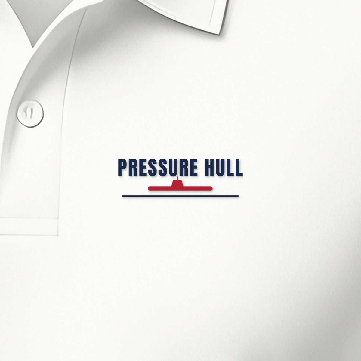 Pressure Hull Blueprint Polo, left-chest detail