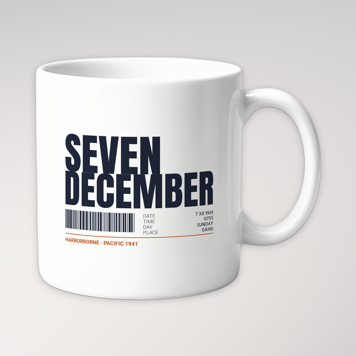 Seven December Tag Mug in white