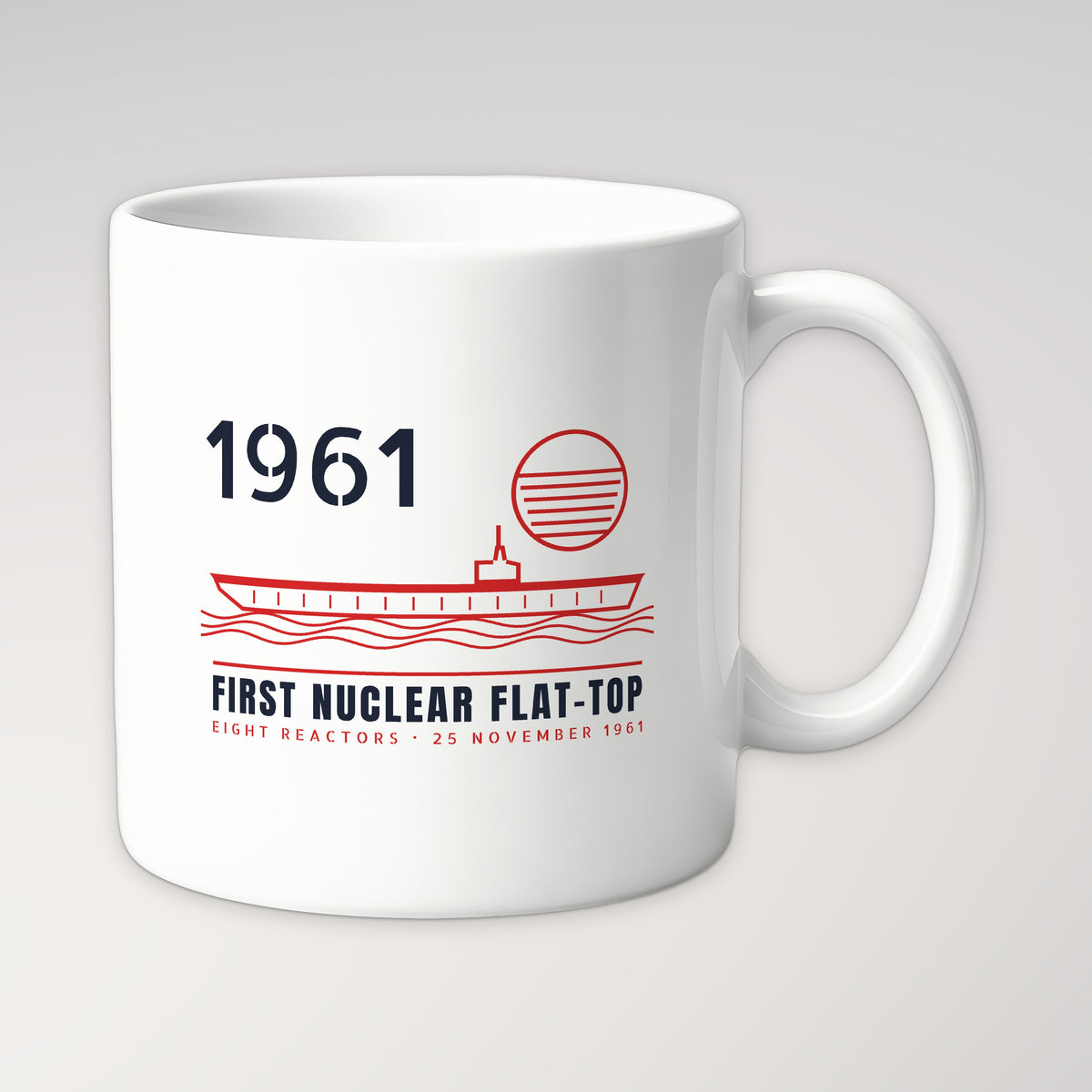 First Nuclear Flat-Top Line Art Mug in white
