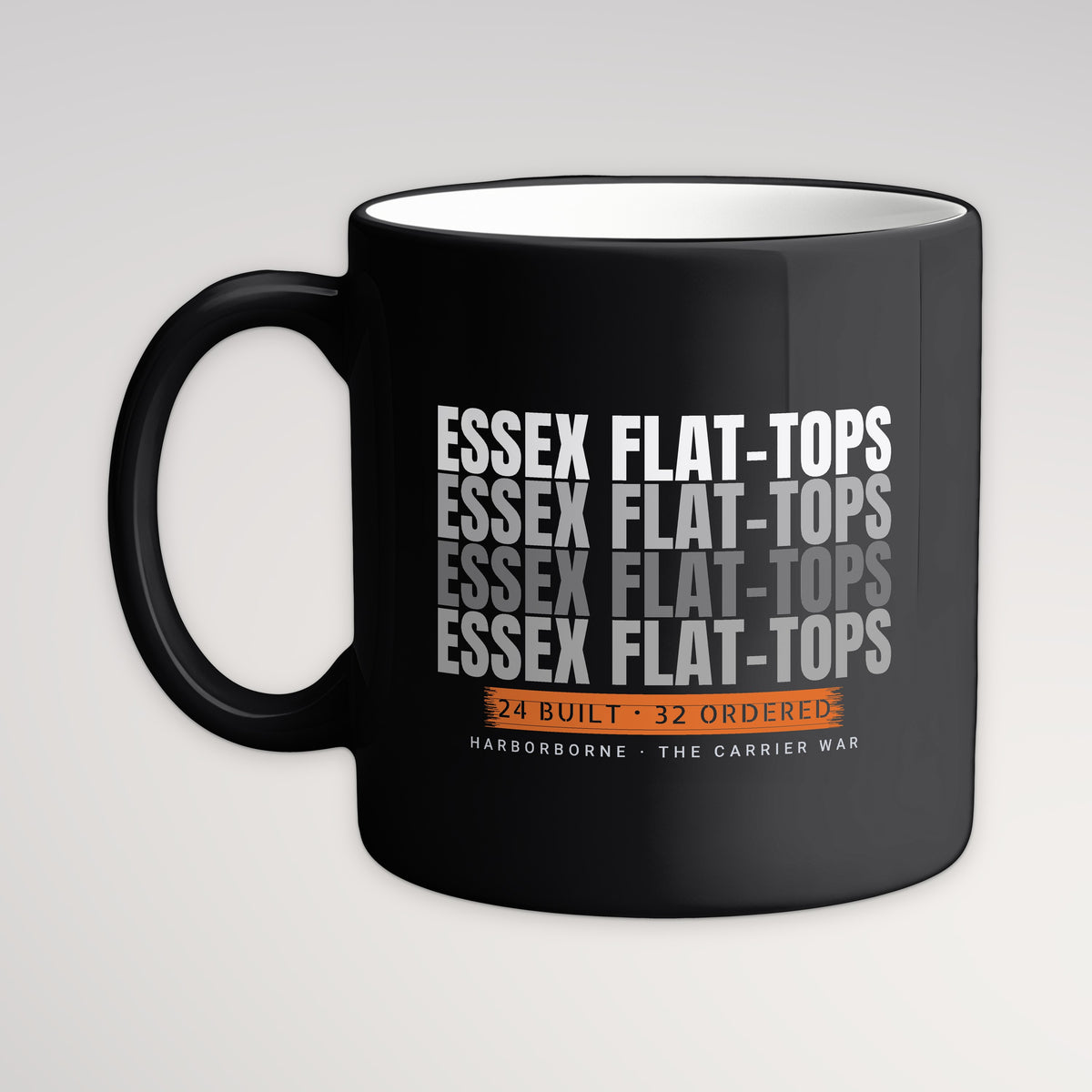 Essex Flat-Tops Echo Mug, black mug, handle left