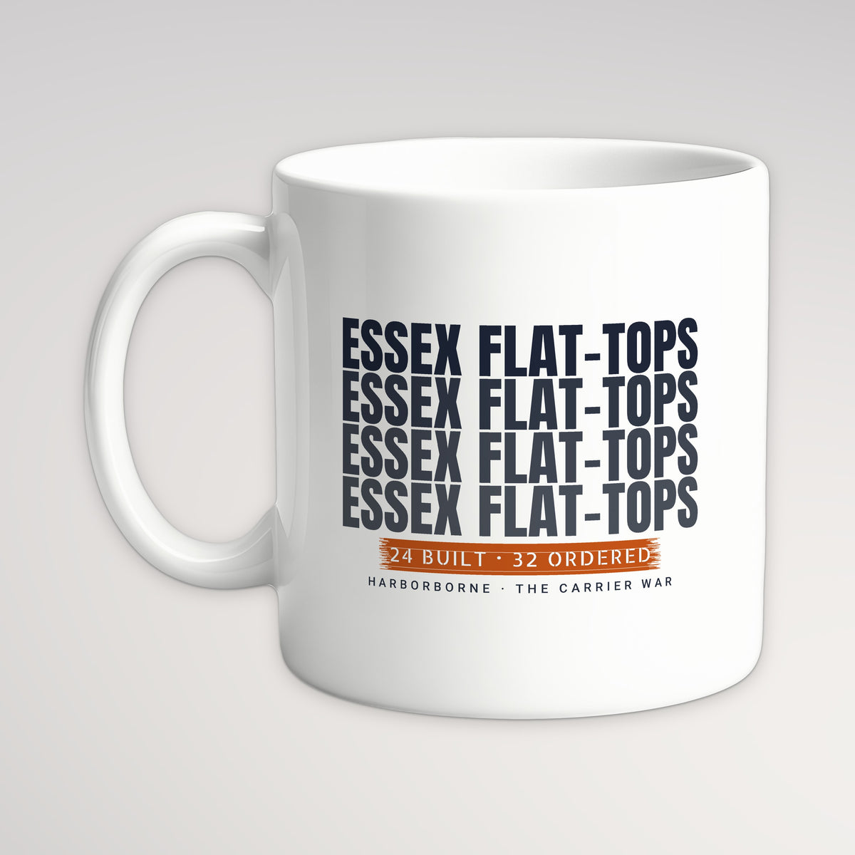 Essex Flat-Tops Echo Mug, white mug, handle left