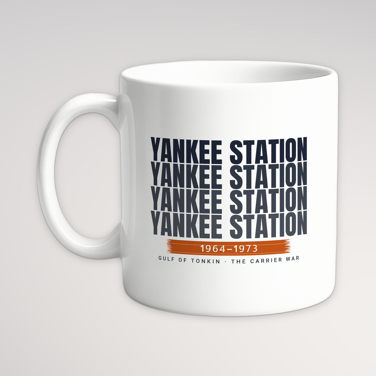 Yankee Station Echo Mug, white mug, handle left