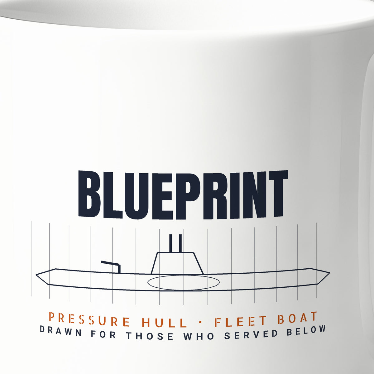 Pressure Hull Blueprint Served Below Mug, print detail