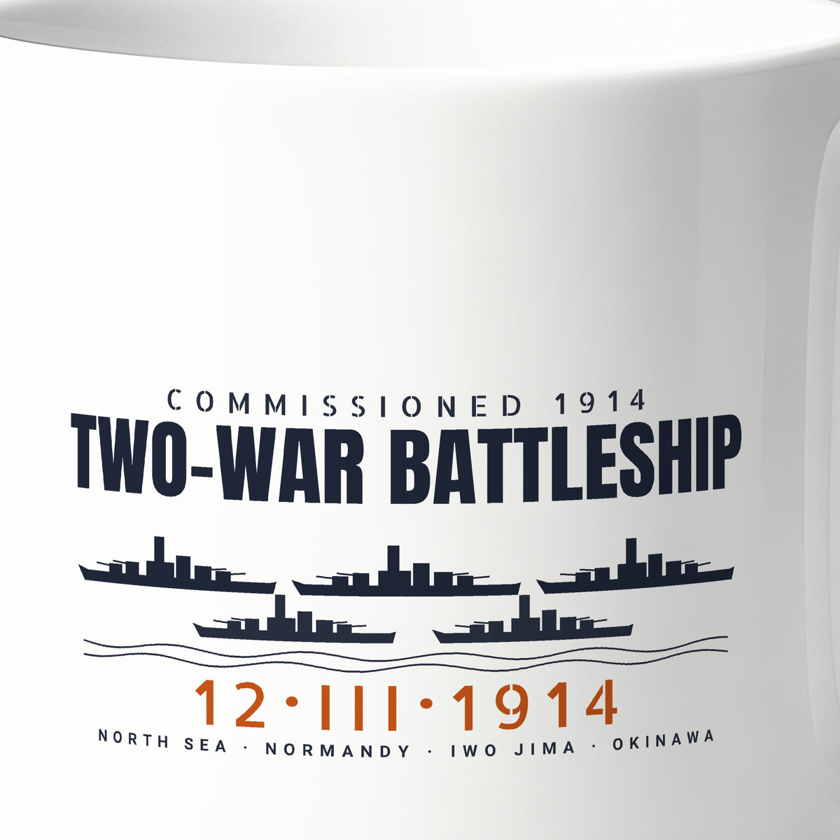 Two-War Battleship Row Mug, print detail