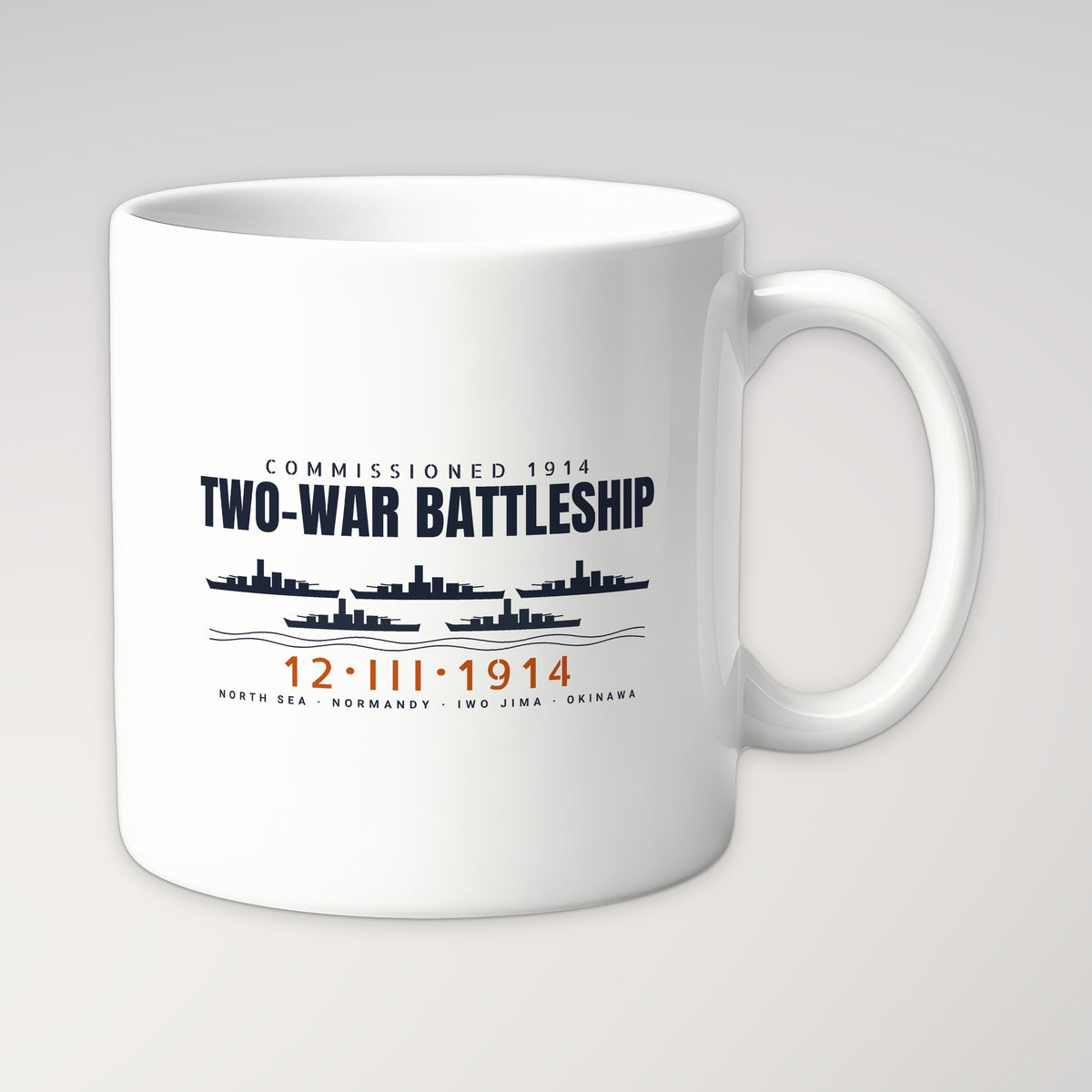 Two-War Battleship Row Mug in white