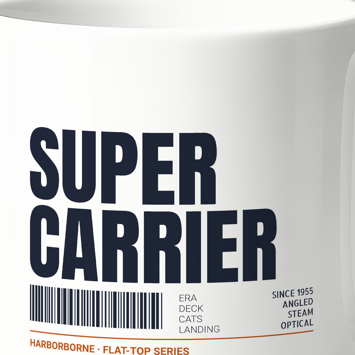 Supercarrier Watch Tag Mug, print detail
