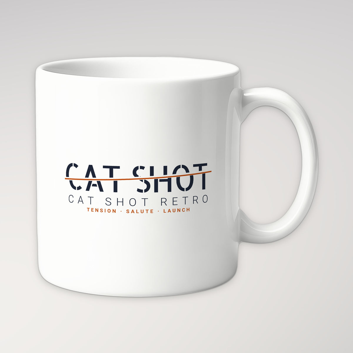 Cat Shot Retro Sliced Mug in white