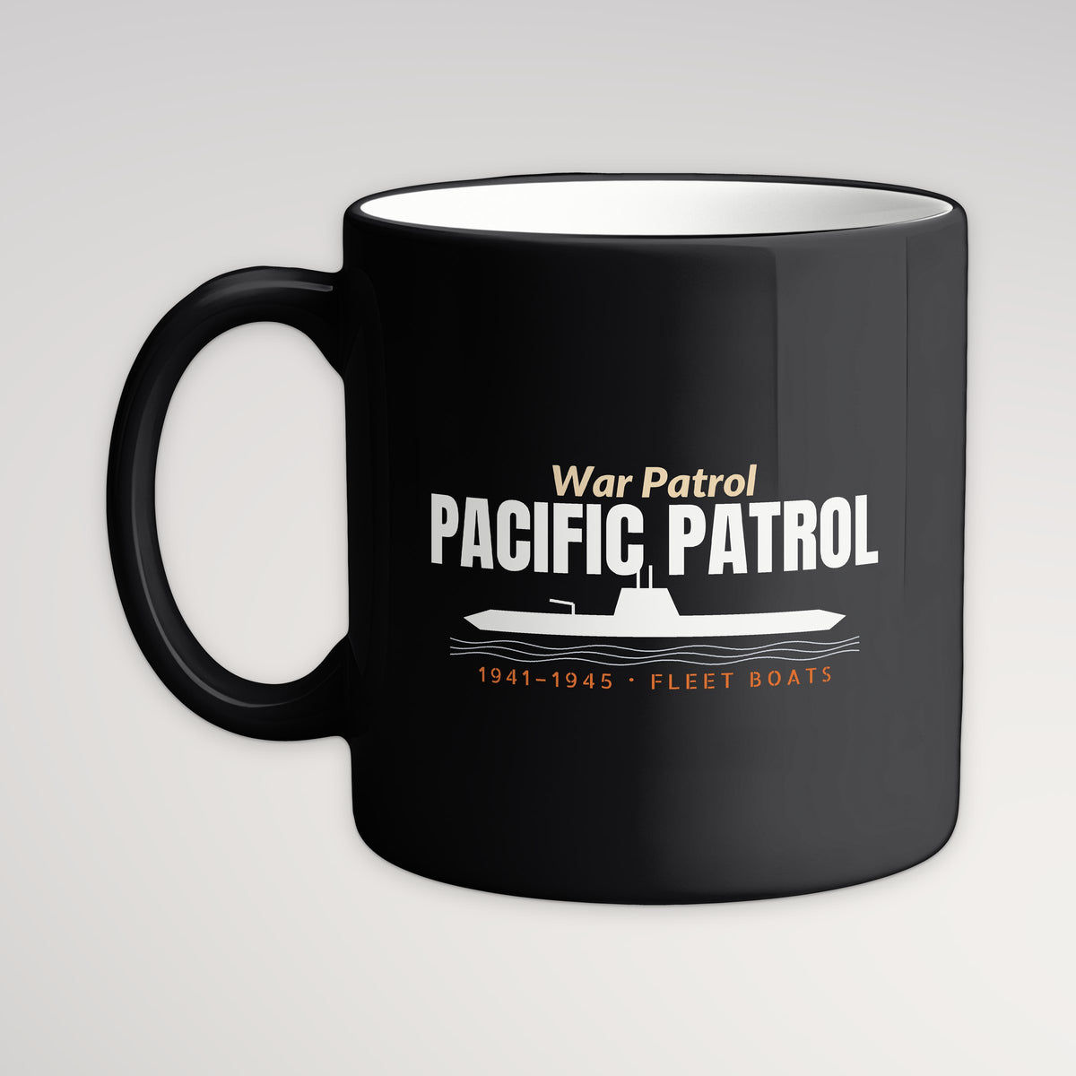 Pacific Patrol 1941–45 Profile Mug, black mug, handle left