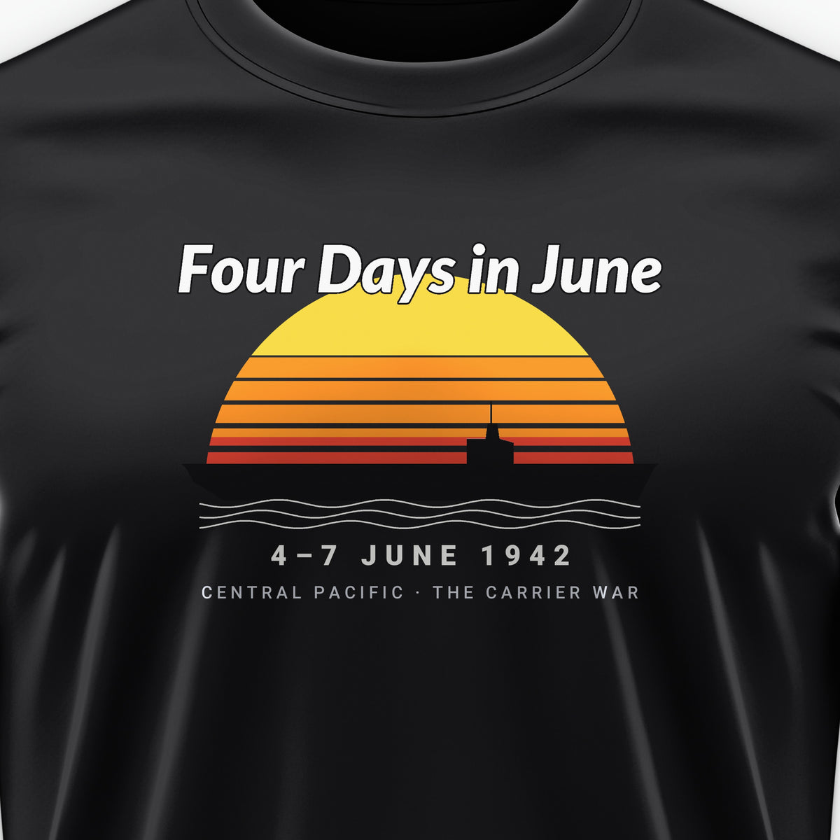 Four Days in June Sunset Tee, front print detail