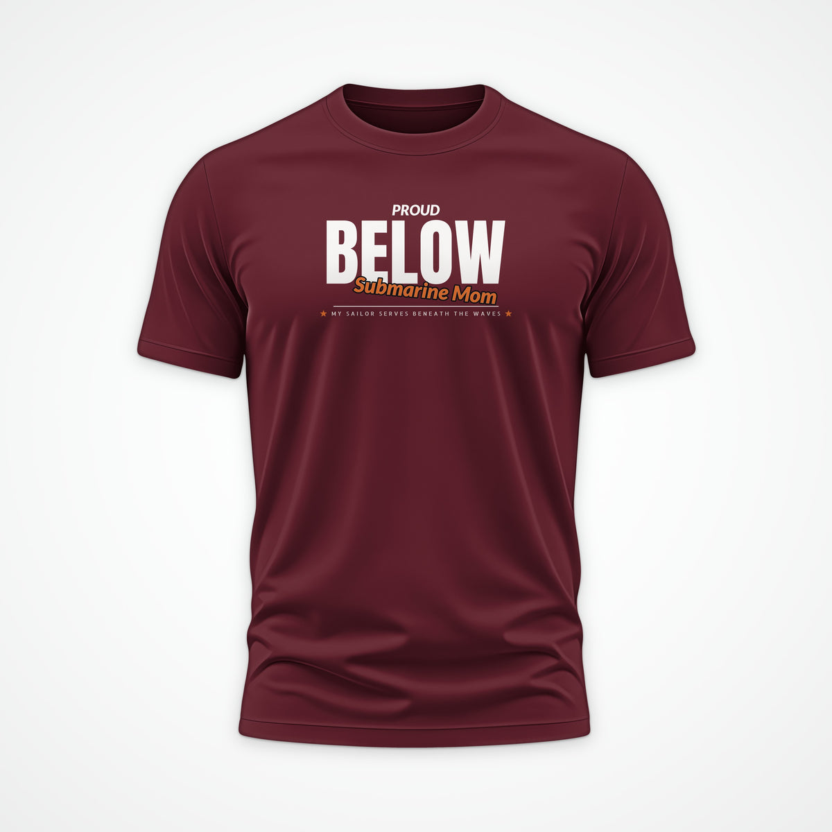Proud Submarine Mom Tee in Burgundy