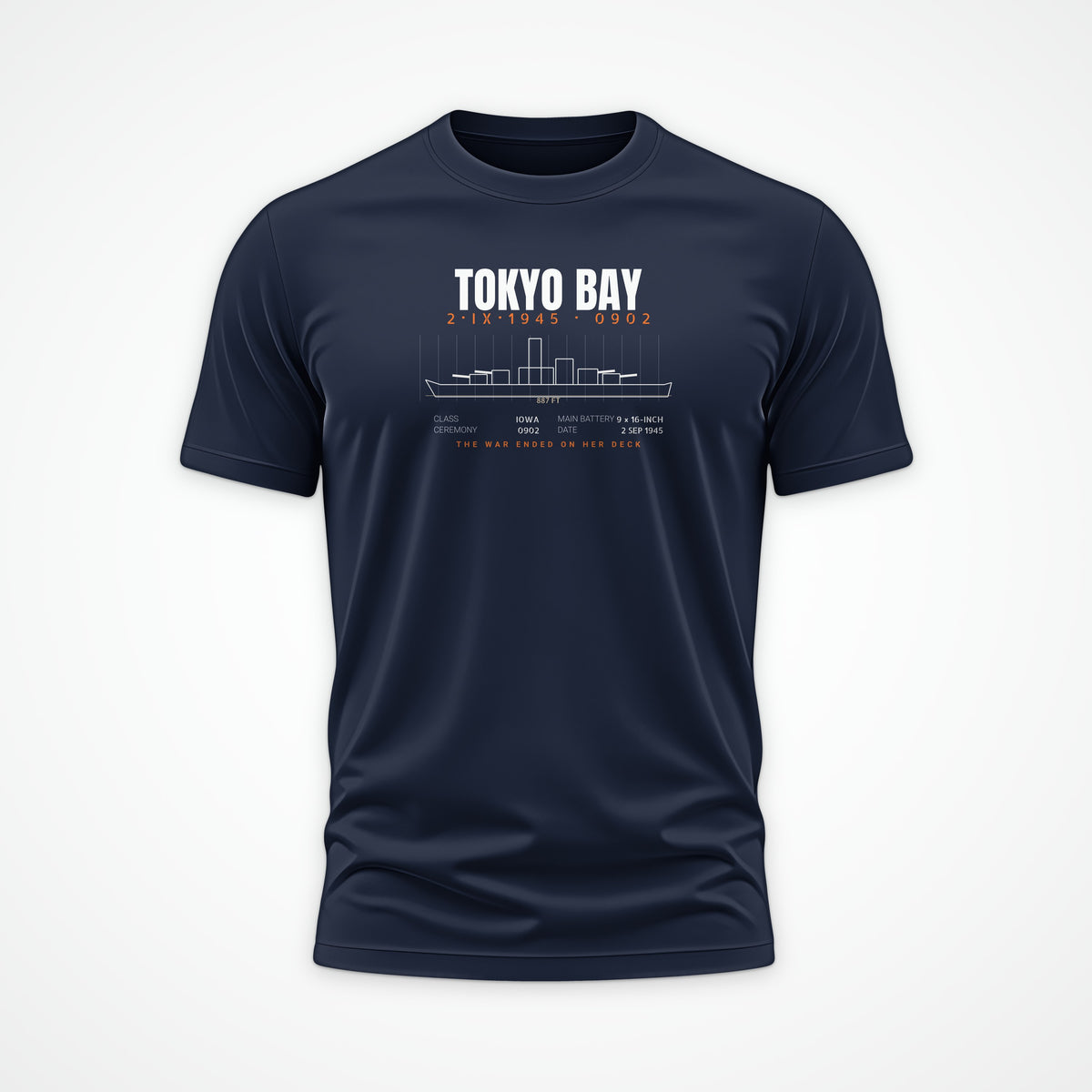 Tokyo Bay Iowa-Class Blueprint Tee in French Navy