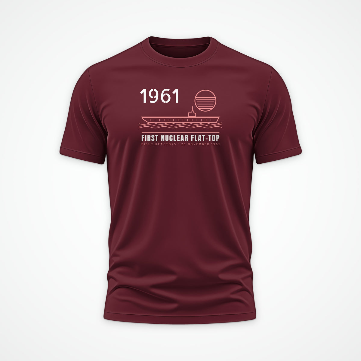 First Nuclear Flat-Top Line Art Tee in Burgundy