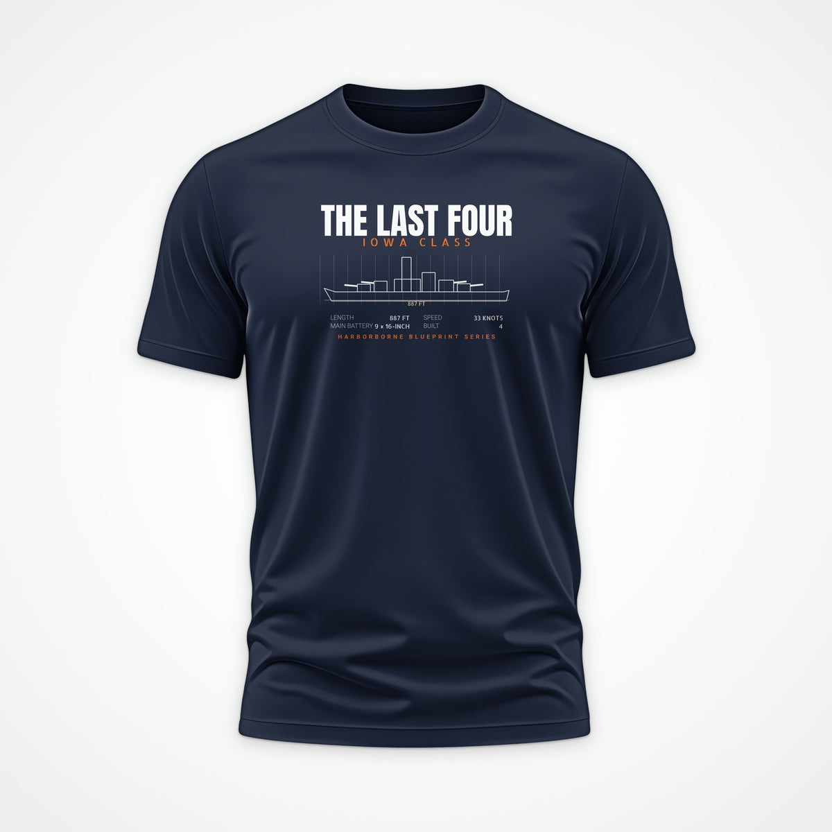 The Last Four Iowa-Class Blueprint Tee in French Navy