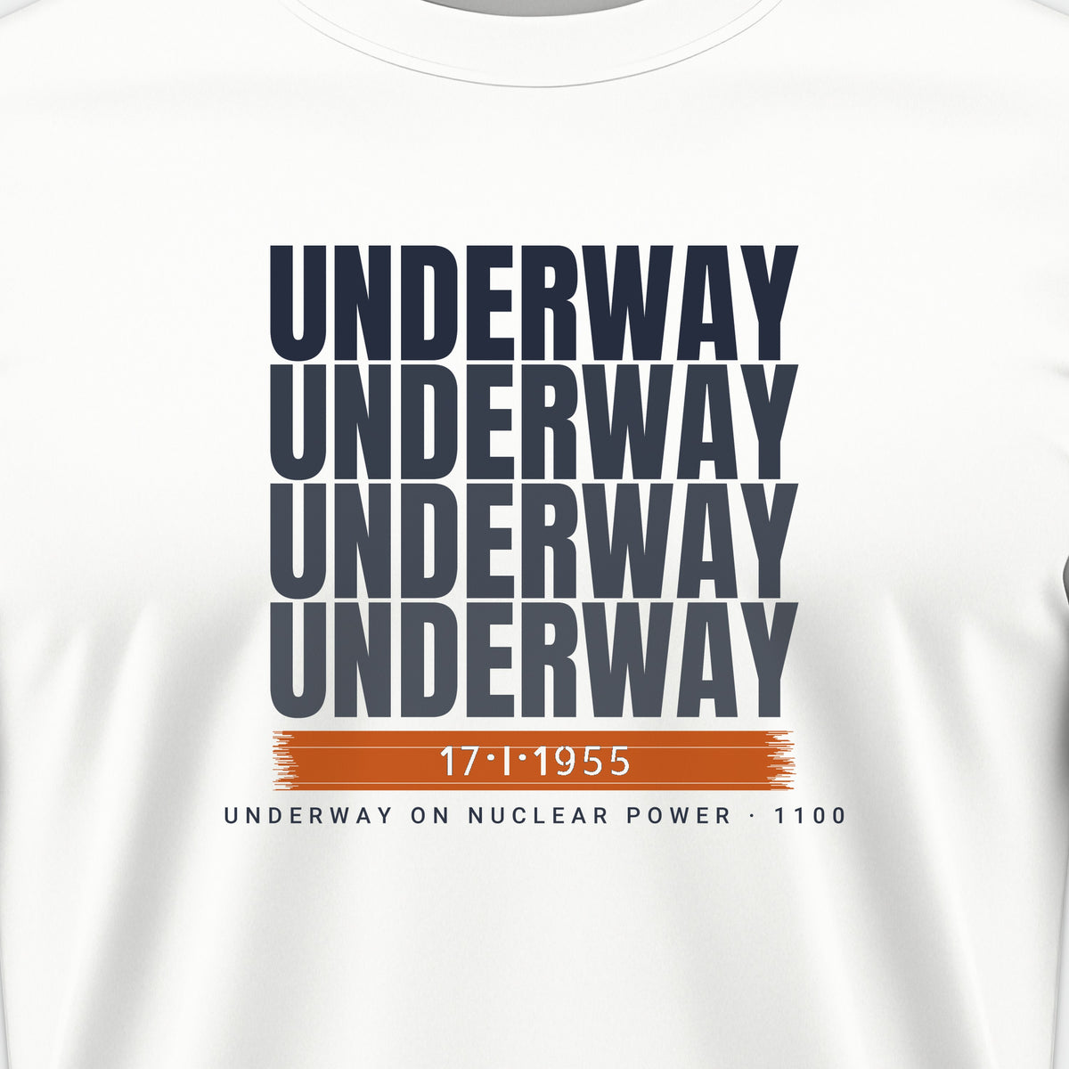 Underway on Nuclear Power Echo Tee, front print detail