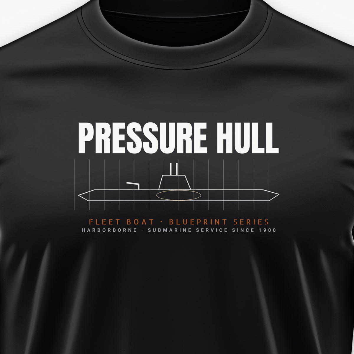 Pressure Hull Blueprint Tee, front print detail