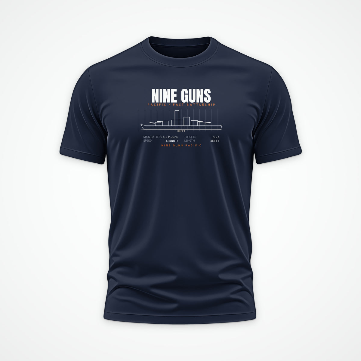 Nine Guns Pacific Blueprint Tee in French Navy