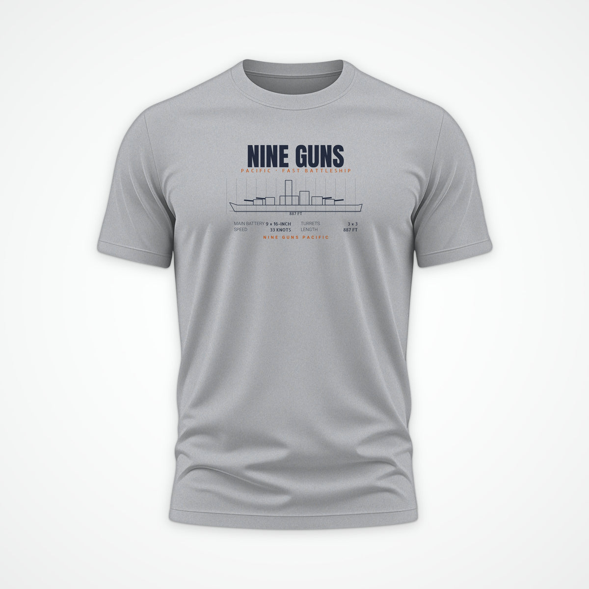 Nine Guns Pacific Blueprint Tee in Heather Grey