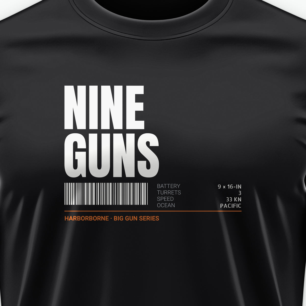 Nine Guns Pacific Tag Tee, front print detail