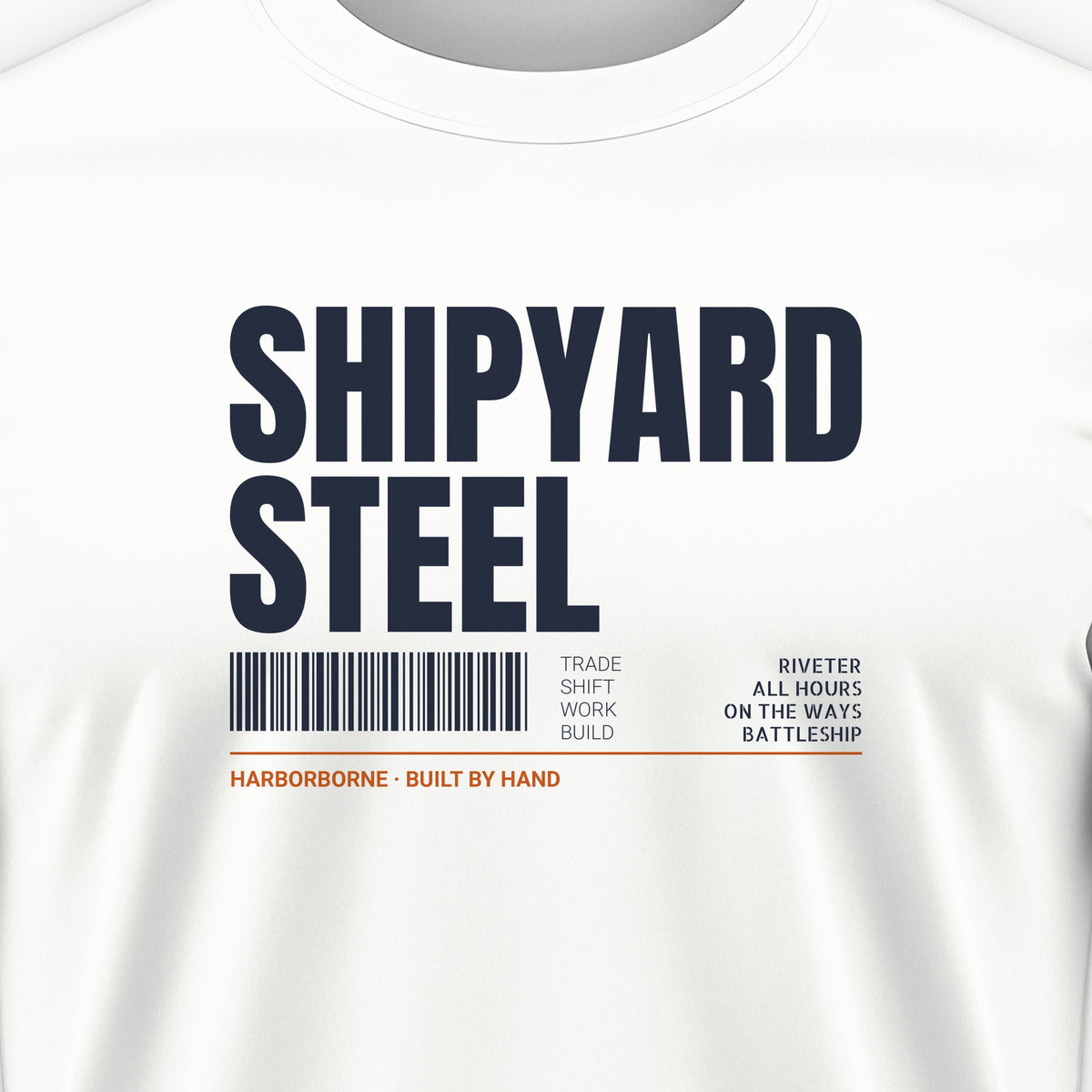 Shipyard Steel Tag Tee, front print detail