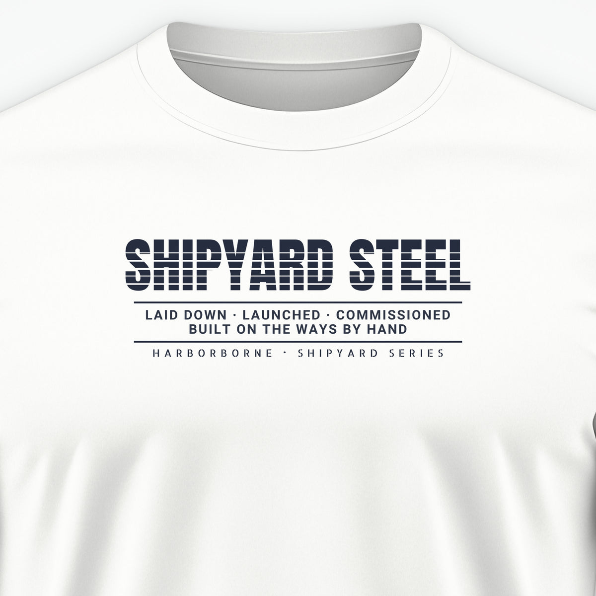 Shipyard Steel Scanline Tee, front print detail