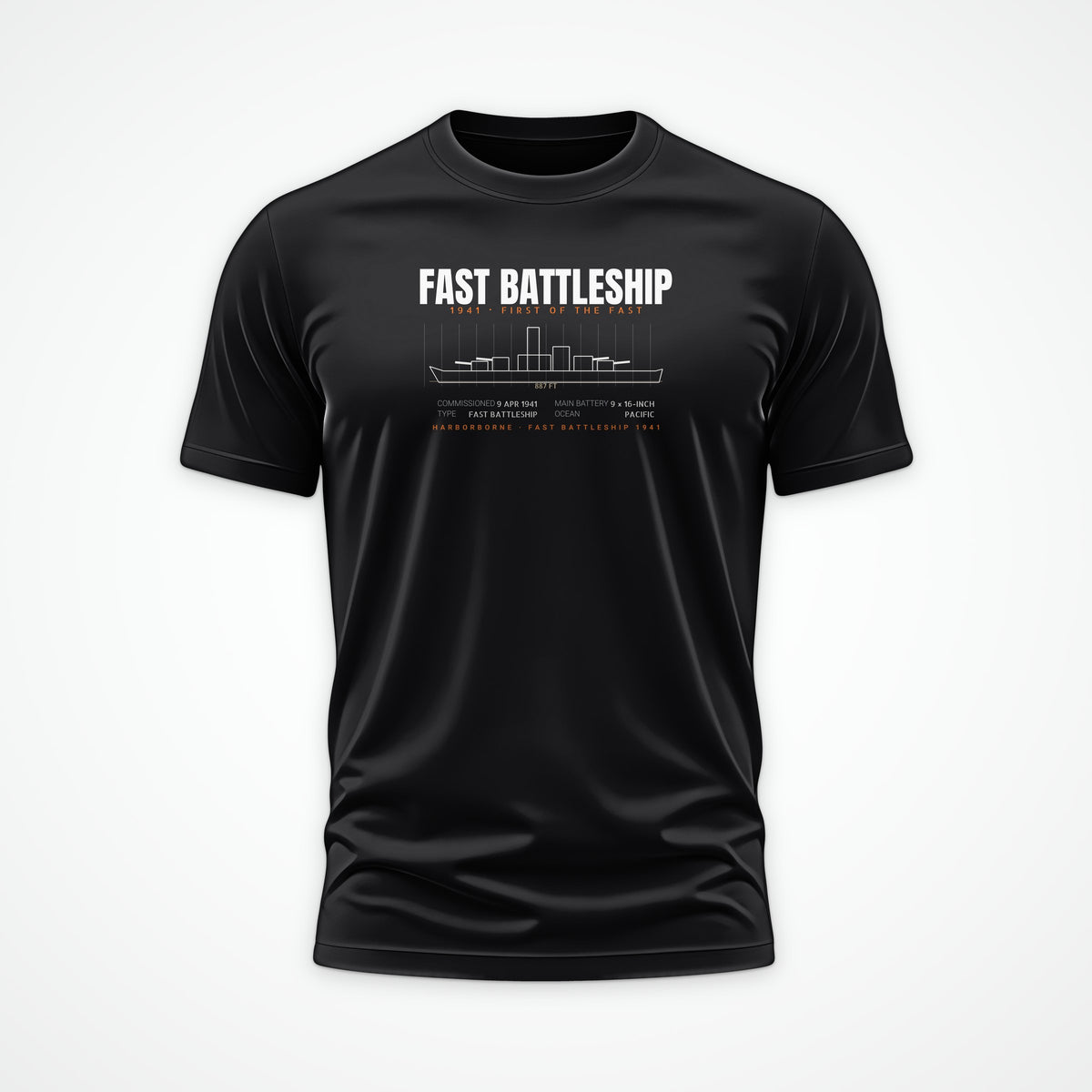 Fast Battleship 1941 Blueprint Tee in Black