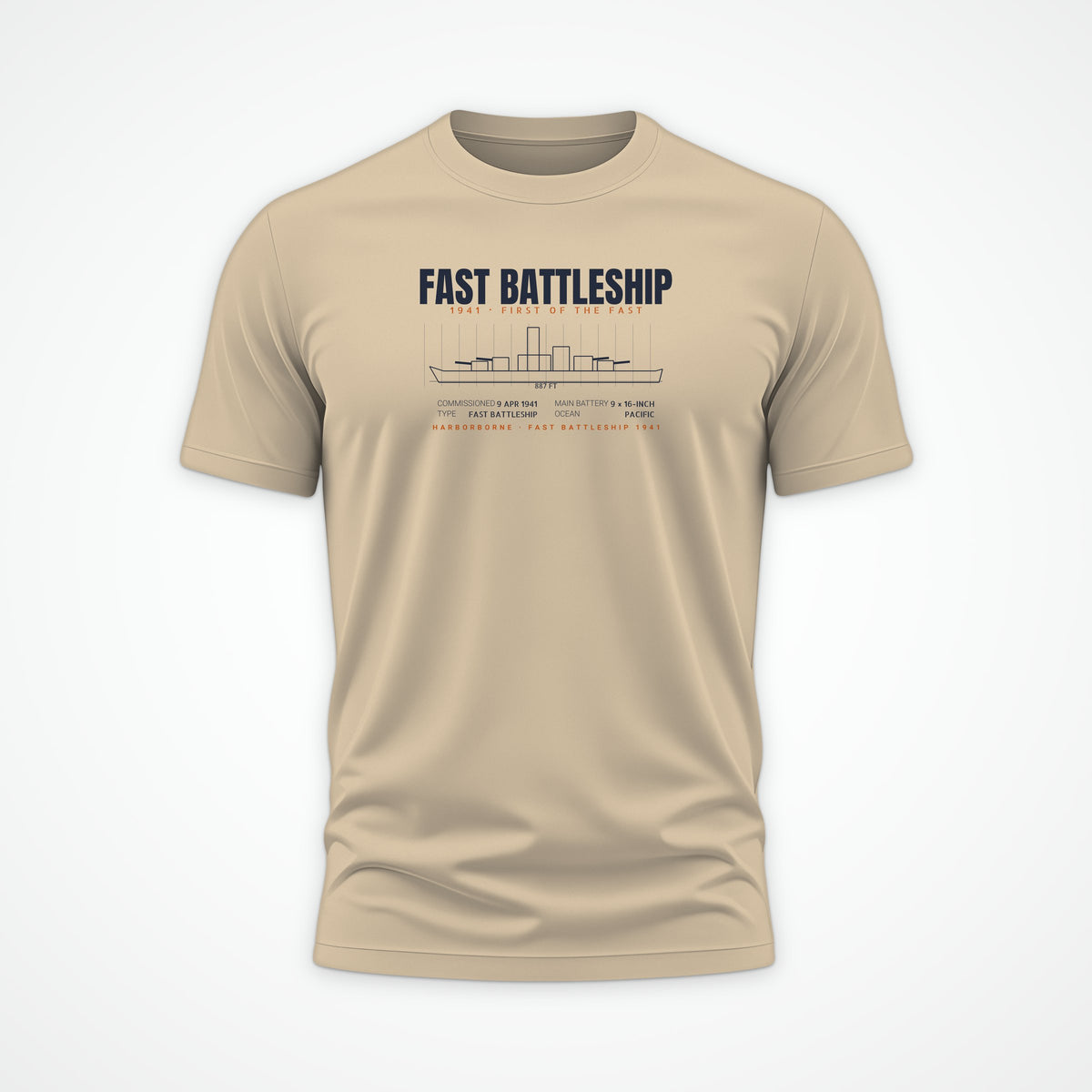 Fast Battleship 1941 Blueprint Tee in Desert Dust