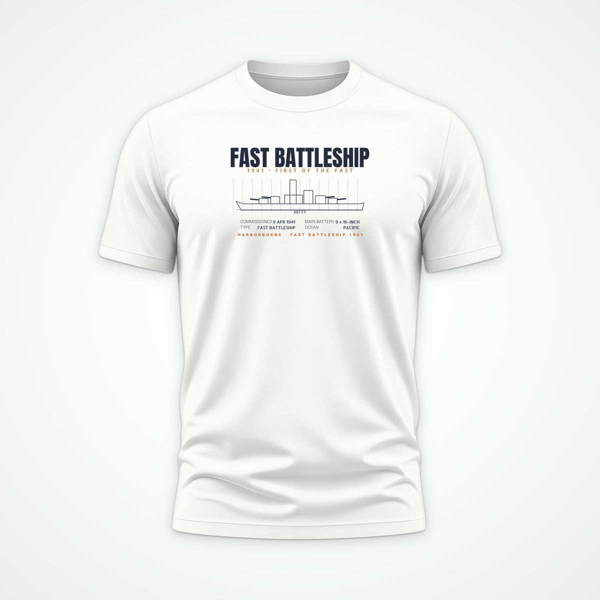 Fast Battleship 1941 Blueprint Tee in White