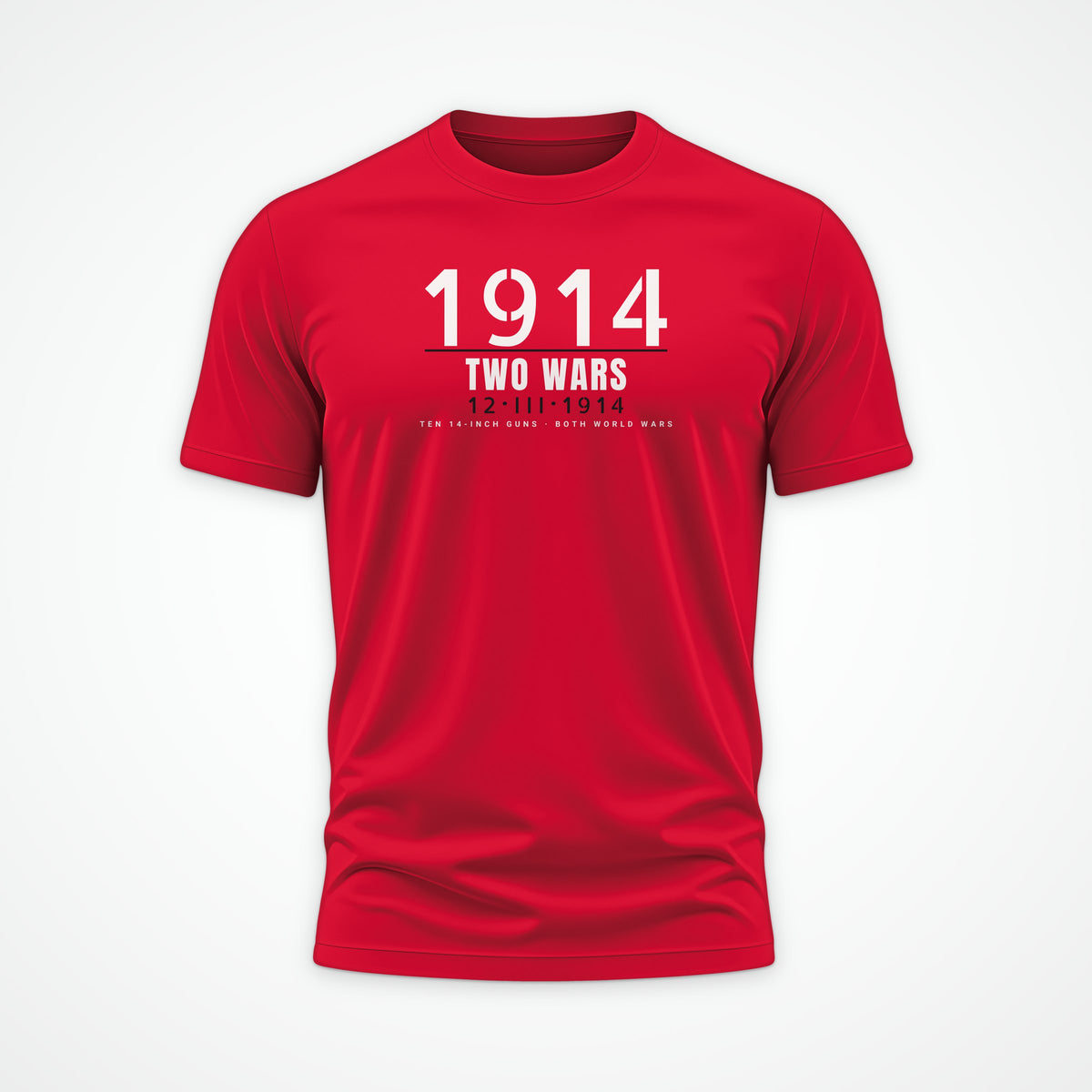 Two-War Battleship Timestamp Tee in Red