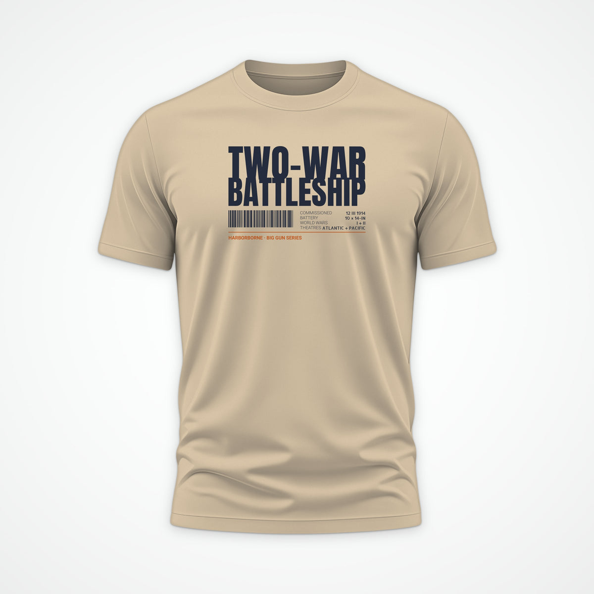 Two-War Battleship Tag Tee in Desert Dust