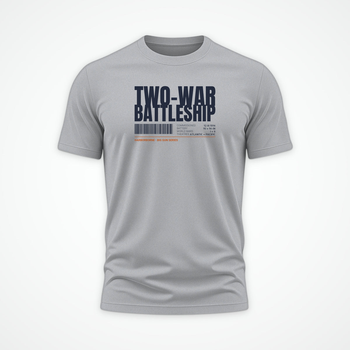 Two-War Battleship Tag Tee in Heather Grey