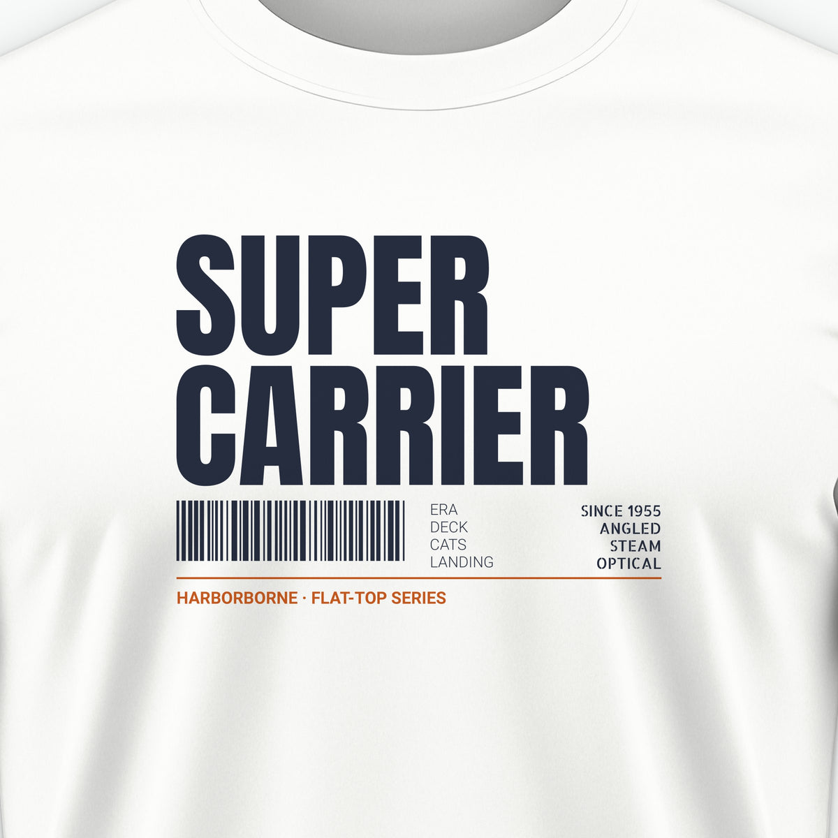 Supercarrier Watch Tag Tee, front print detail