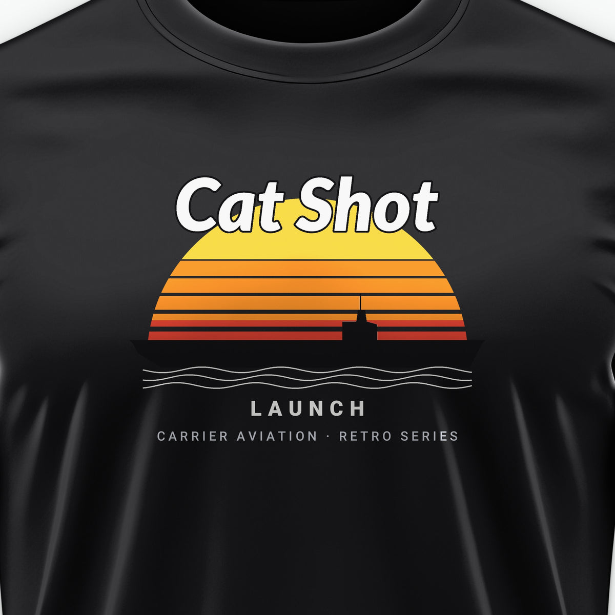 Cat Shot Retro Sunset Tee, front print detail