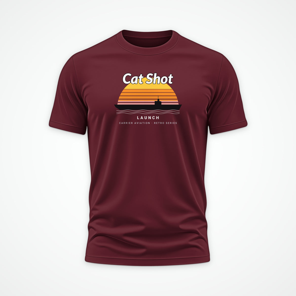 Cat Shot Retro Sunset Tee in Burgundy