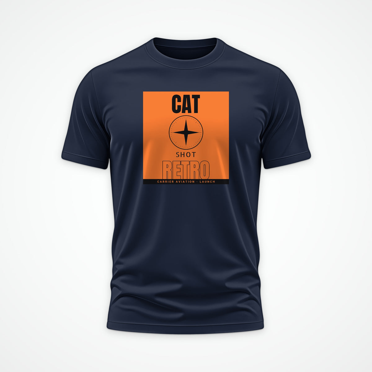 Cat Shot Retro Poster Tee in French Navy