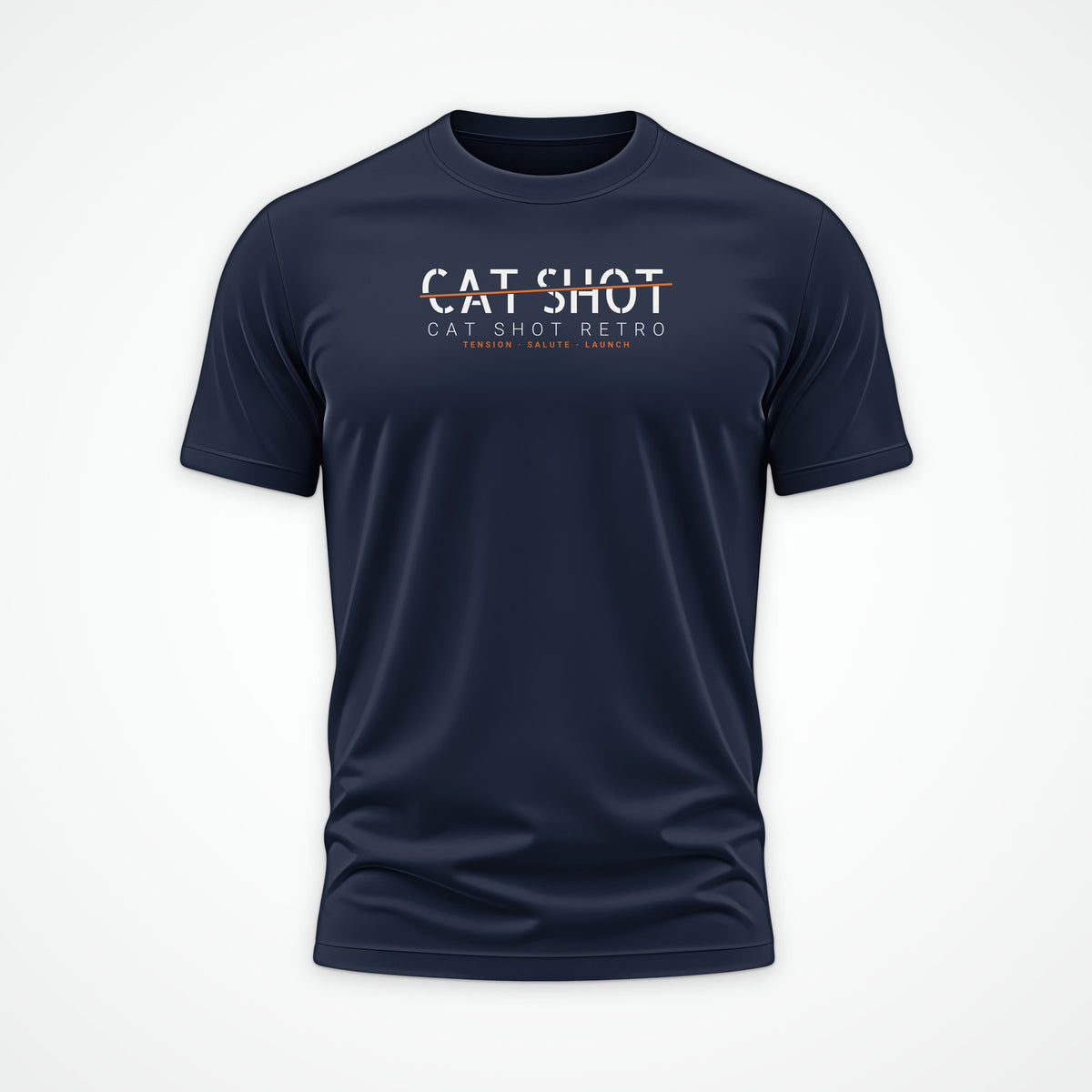 Cat Shot Retro Sliced Tee in French Navy