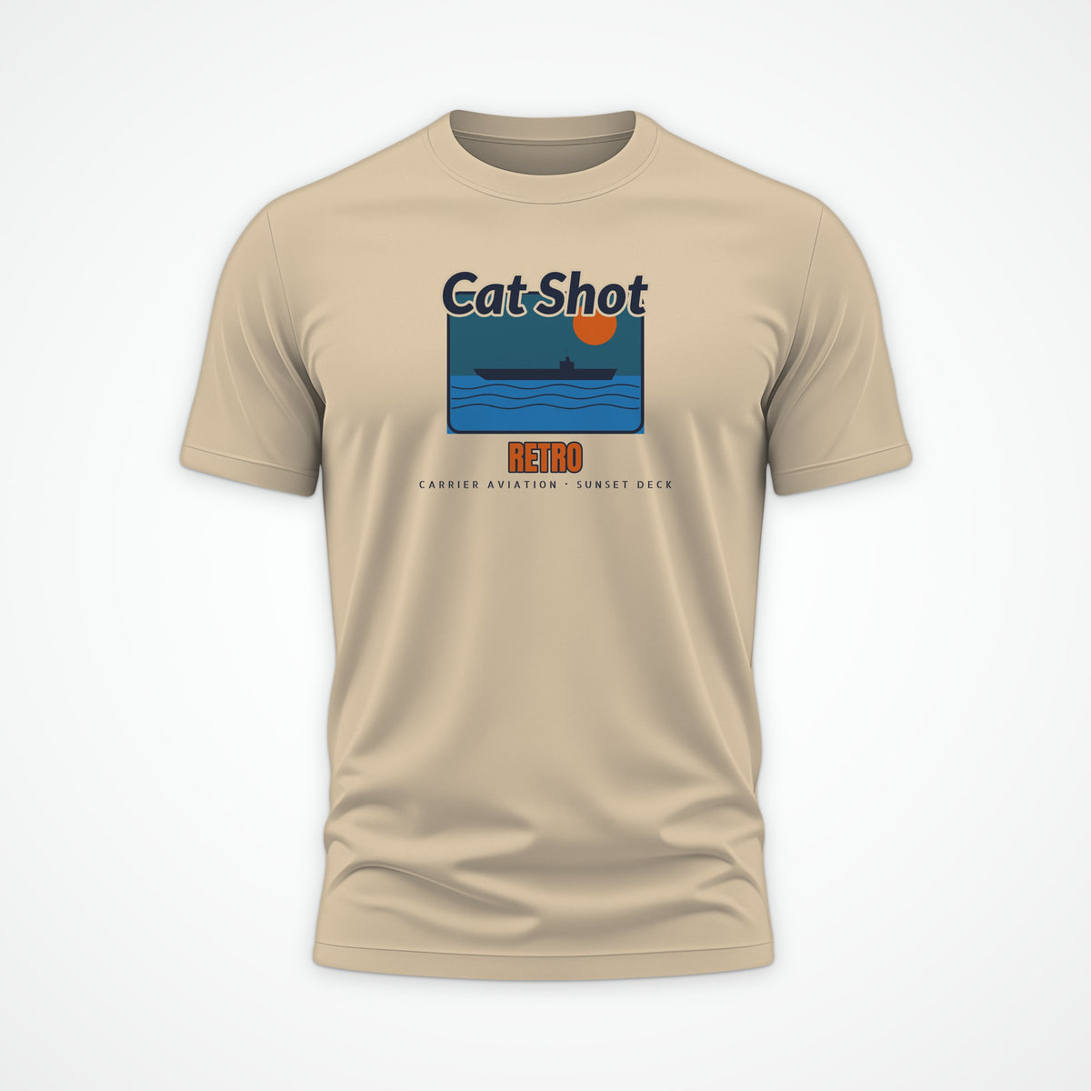 Cat Shot Retro Postcard Tee in Desert Dust