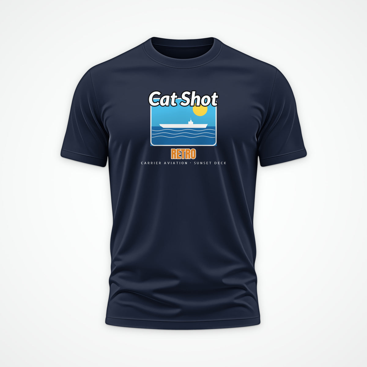 Cat Shot Retro Postcard Tee in French Navy