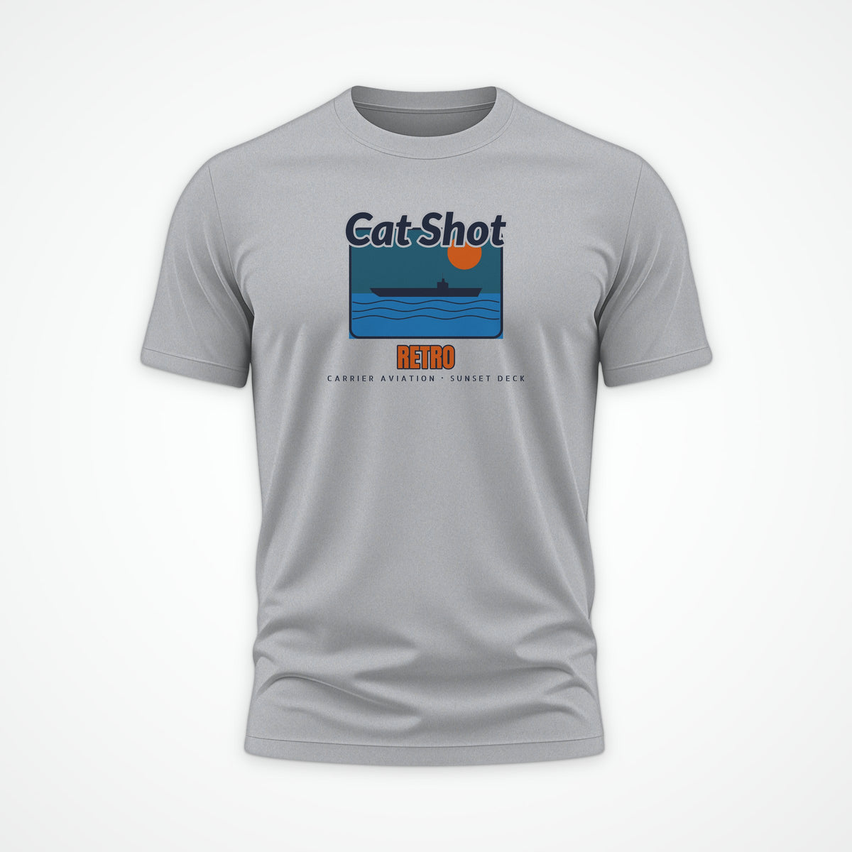 Cat Shot Retro Postcard Tee in Heather Grey