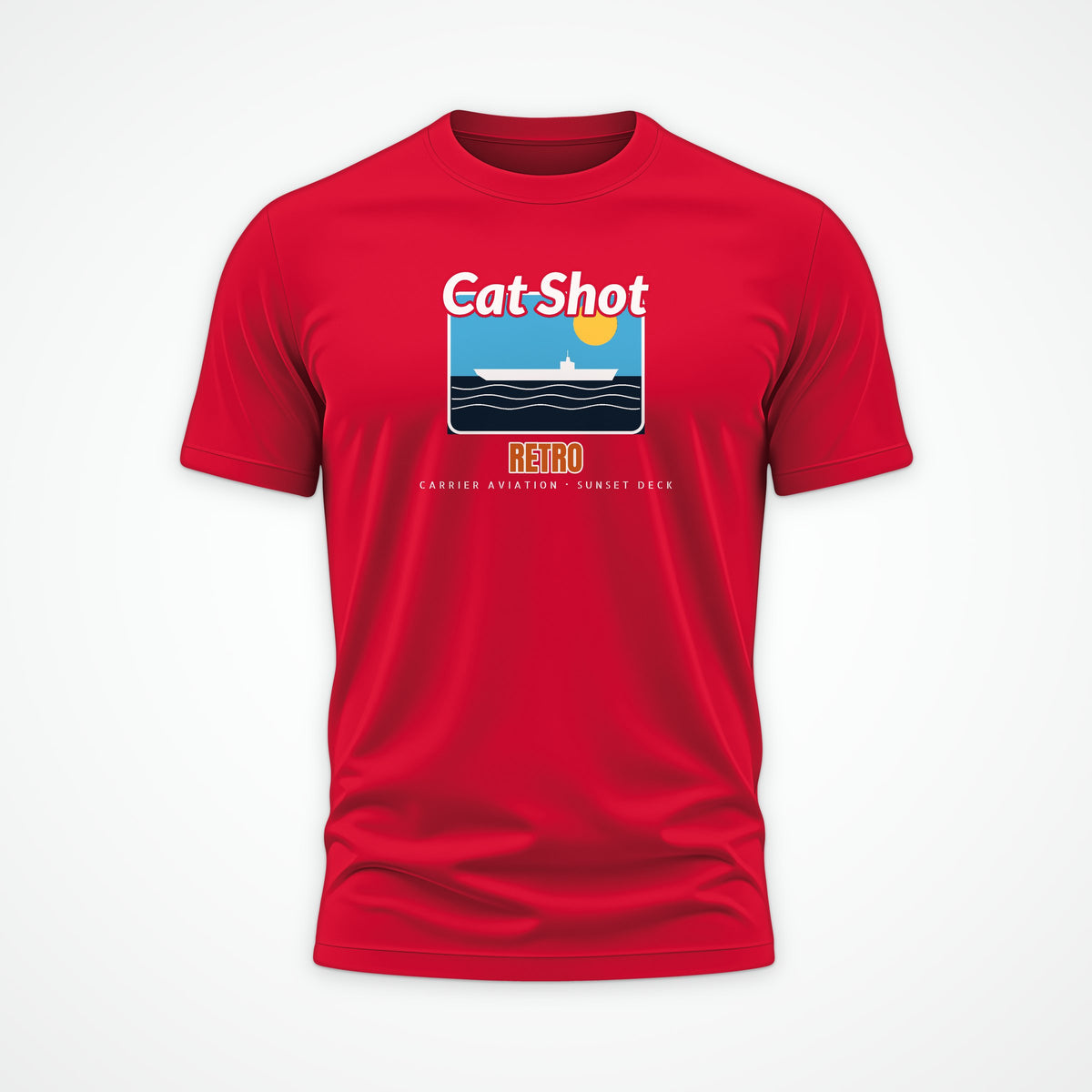 Cat Shot Retro Postcard Tee in Red