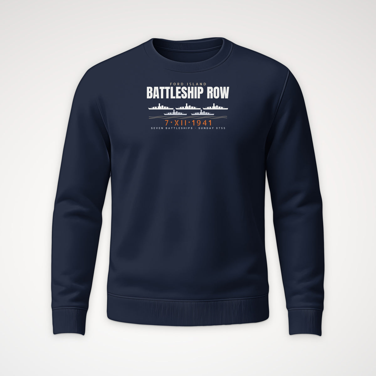 Battleship Row Ford Island Crewneck Sweatshirt in Navy