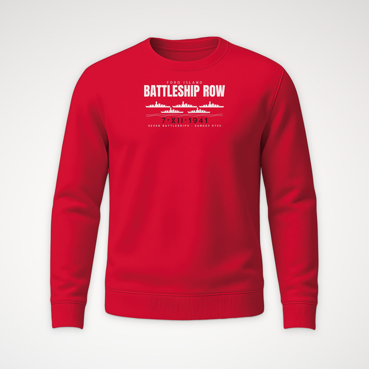 Battleship Row Ford Island Crewneck Sweatshirt in Red