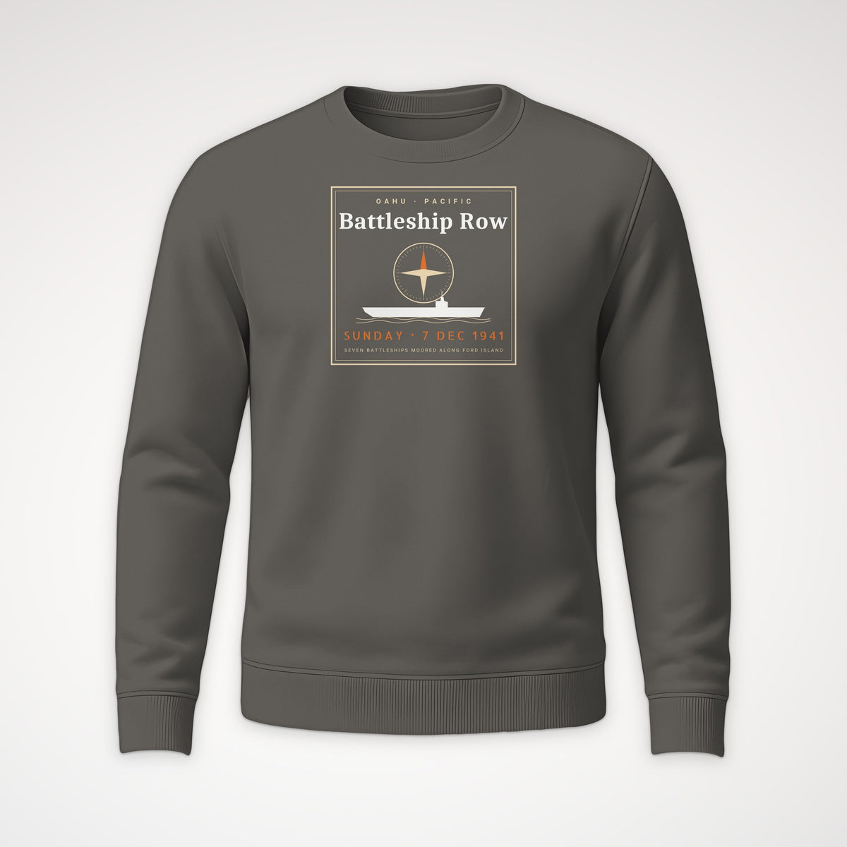 Battleship Row Frame Crewneck Sweatshirt in Charcoal