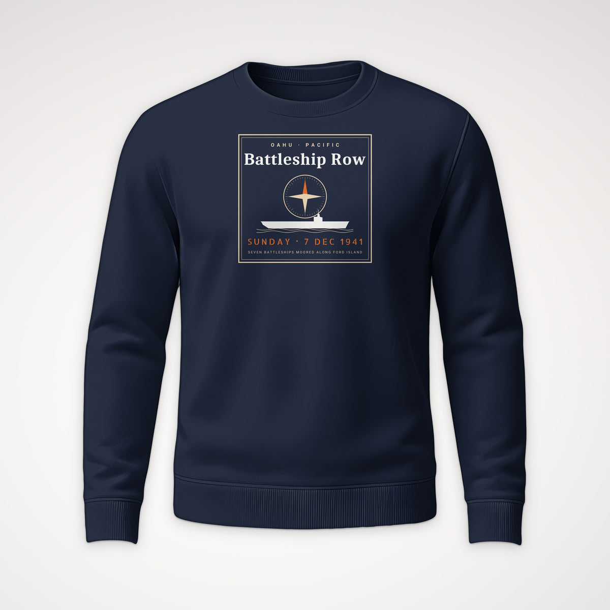 Battleship Row Frame Crewneck Sweatshirt in Navy