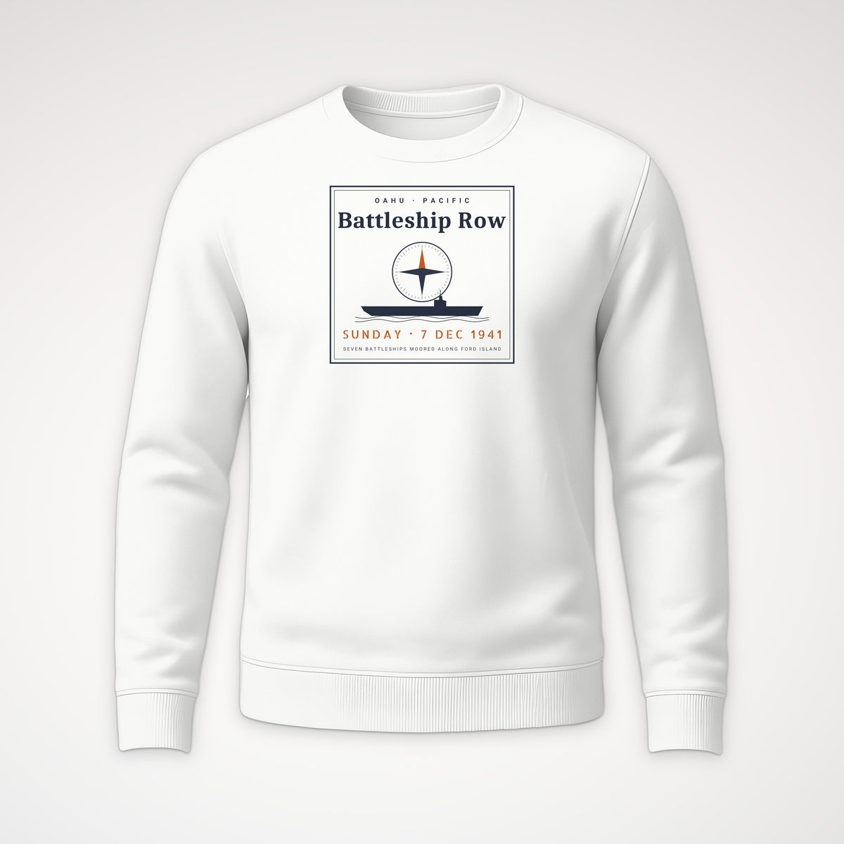 Battleship Row Frame Crewneck Sweatshirt in White