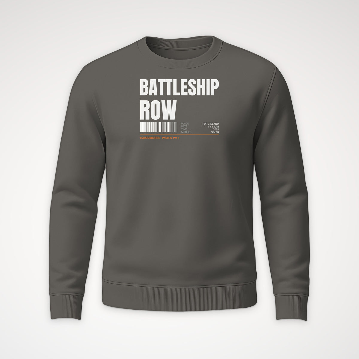 Battleship Row Tag Crewneck Sweatshirt in Charcoal